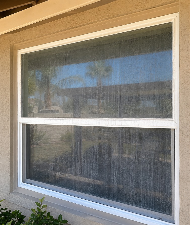Dirty window before JD Window Cleaning